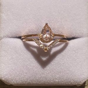 14k Rose Gold Vermeil Morganite Ring Set